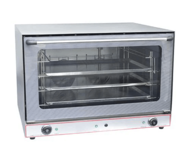 Electric convection oven with manual controls, designed for efficient cooking in commercial kitchens.