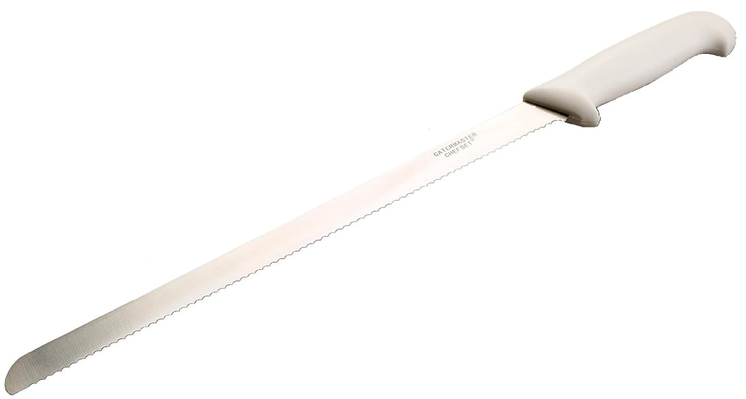 Colour Coded White 12″ Serrated Slicer Scalloped Bread Knife