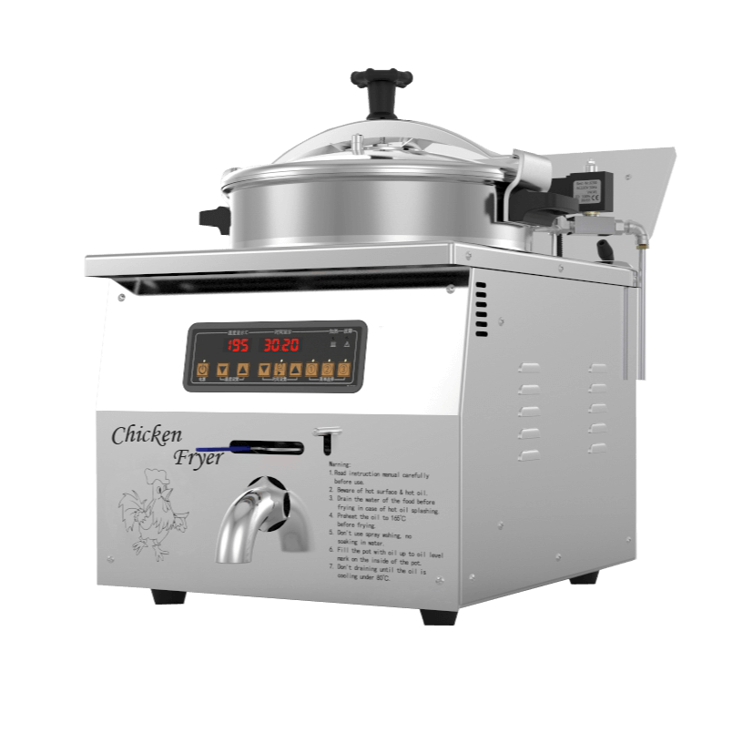 KRD Commercial Pressure Fryer 16 Litres Electric Countertop 3kW Digital MZ16B designed for juicy fried chicken and efficient cooking.