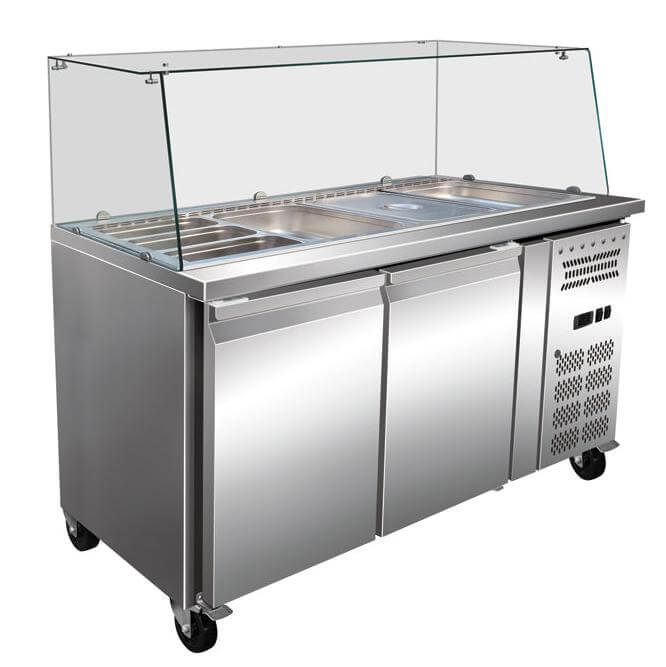 KRD Refrigerated Saladette with Square Sneeze Guard 150cm 428L CB2100GT