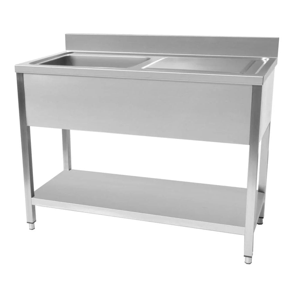 KRD Commercial Sink Stainless steel 1 Bowl Right Side Drain board 120cm