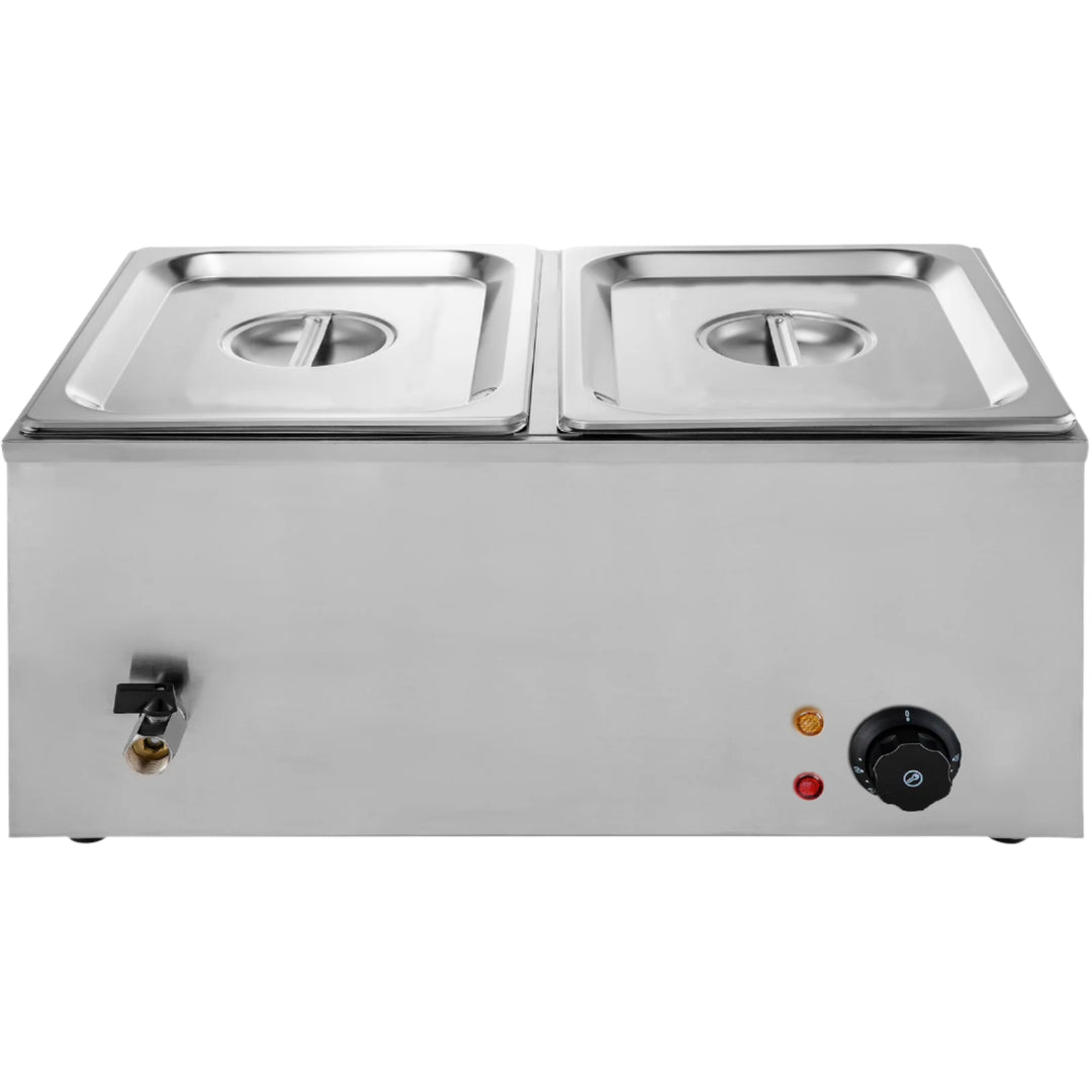 KRD Commercial Bain Marie With 2x1/2GN Pans and Lids Countertop M402
