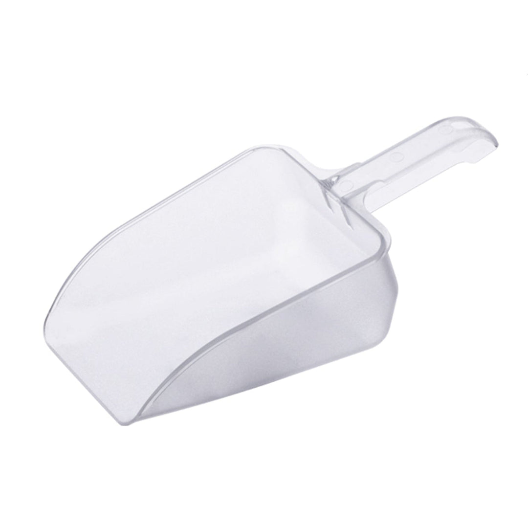 KRD flat scoop 64 oz white polyethylene 1900ml for portioning dry goods in foodservice operations.