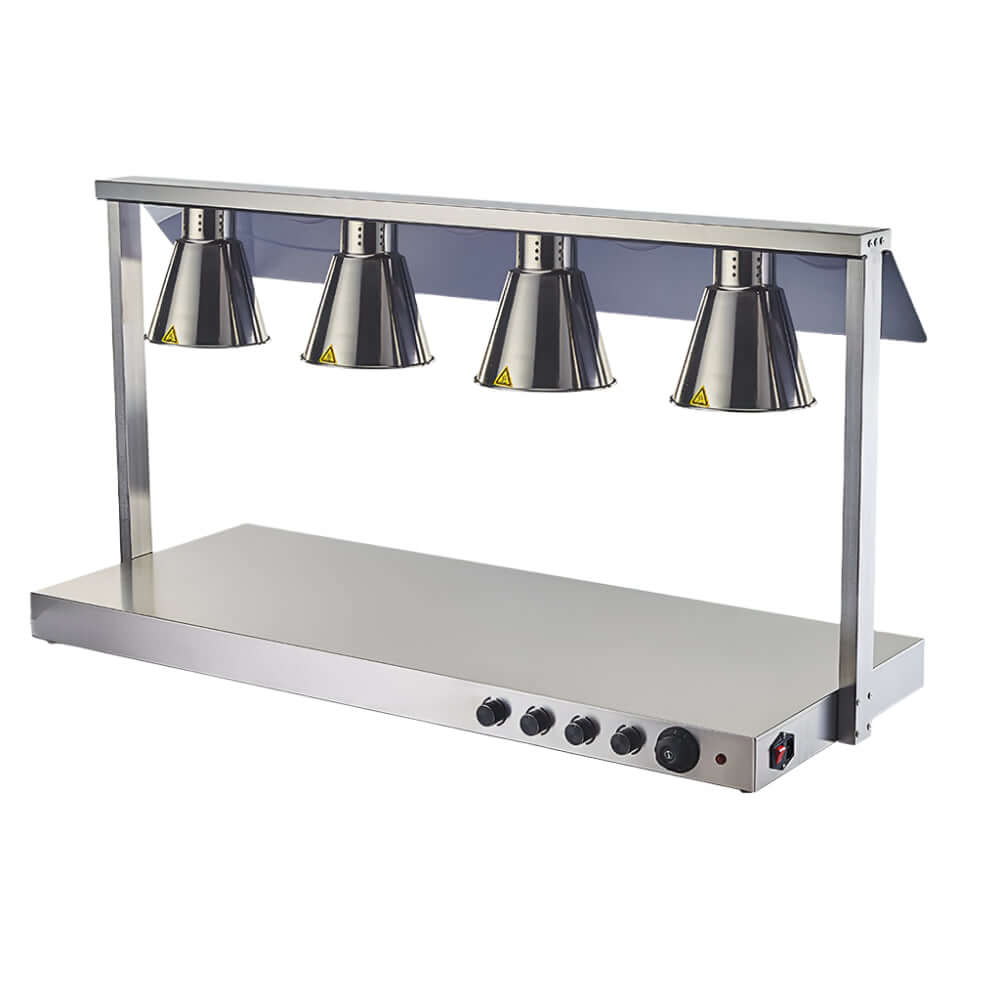KRD Buffet food warmer with 4 infrared lamps and stainless steel construction, ideal for restaurants and catering.