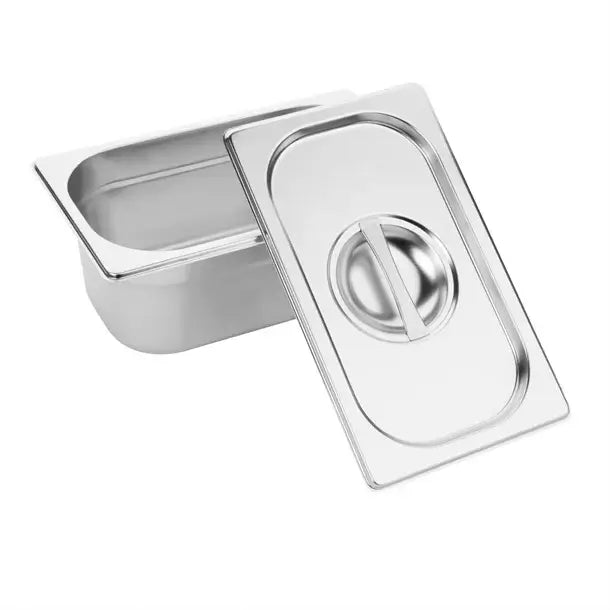Stainless Steel Gastronorm Pan GN 1/9 Depth 100mm Set with Lids (Pack of 6)