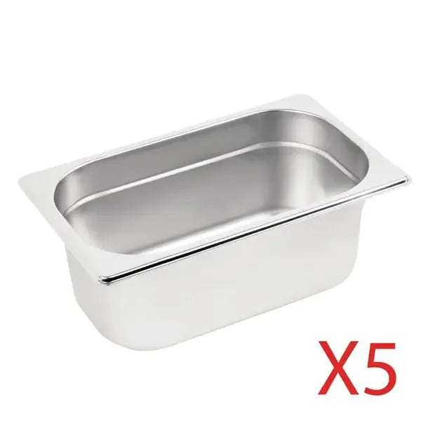 Stainless Steel Gastronorm Pan GN 1/4 Depth 100mm (Pack of 5)