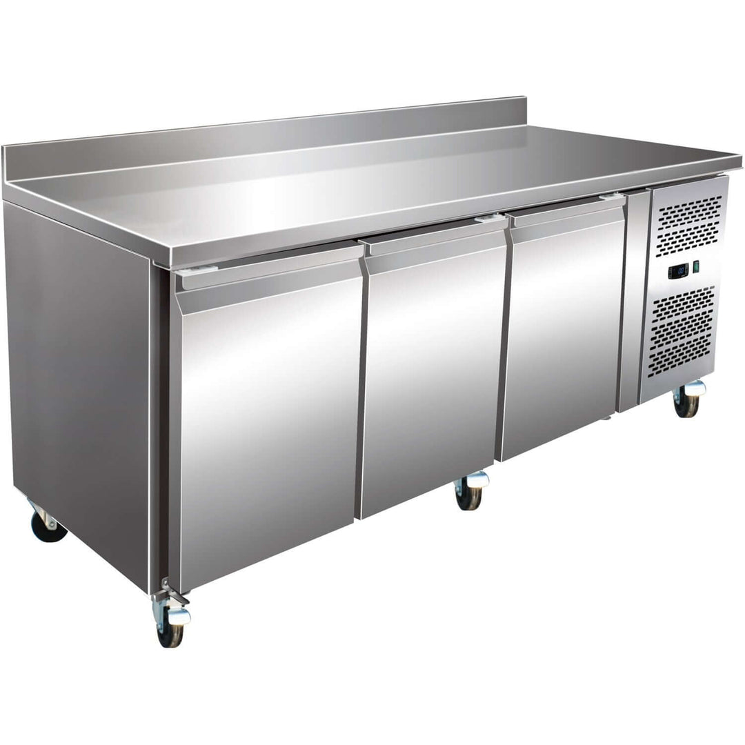 KRD Commercial Refrigerated Counter 3 Door Ventilated Depth 700mm 465Litres Splashback