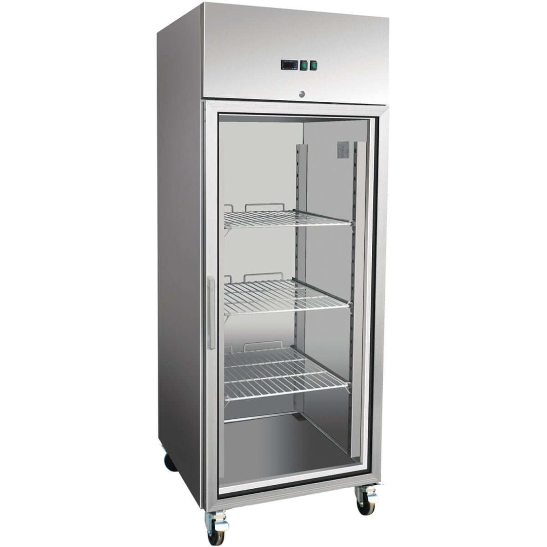 KRD 685lt Commercial Freezer Stainless Steel Upright cabinet Single glass door GN2/1 Ventilated cooling