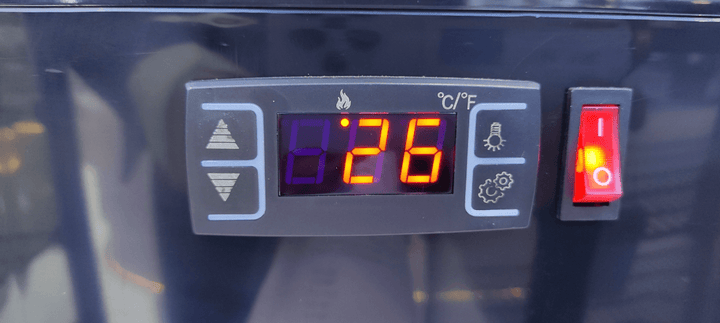 KRD Countertop Four Sides Glass White Heated Display Cabinet Warmer 58 Litre two shelves