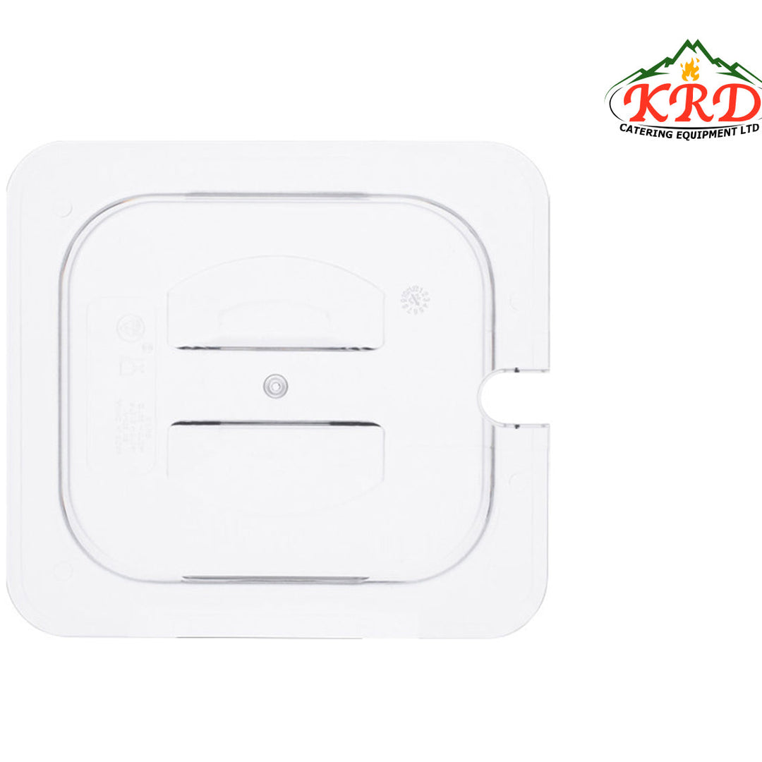 KRD Essentials Polypropylene 1/6 Notched lid designed for easy serving and improved hygiene.