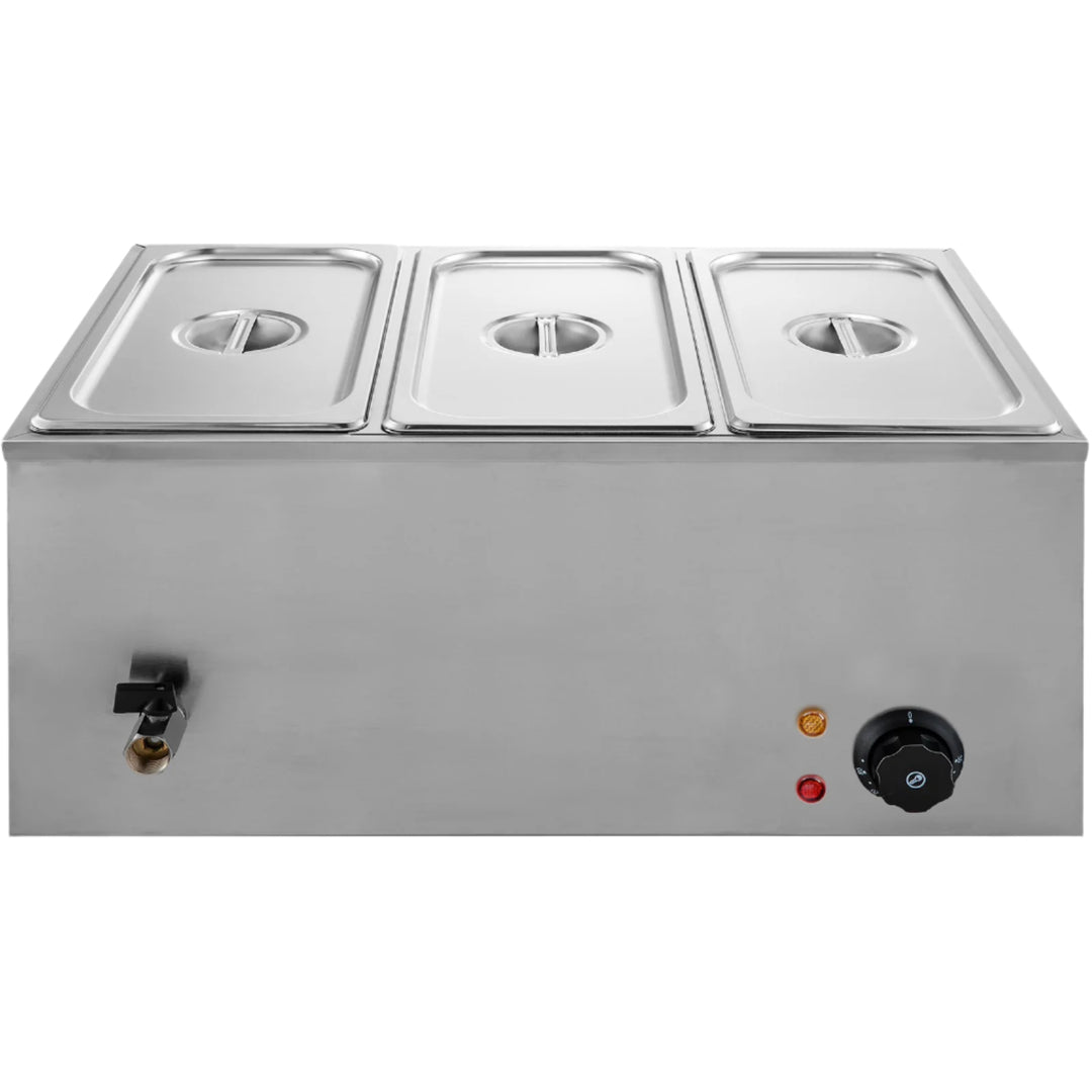 KRD Commercial Bain Marie With 3x1/3GN Pans and Lids Countertop M403