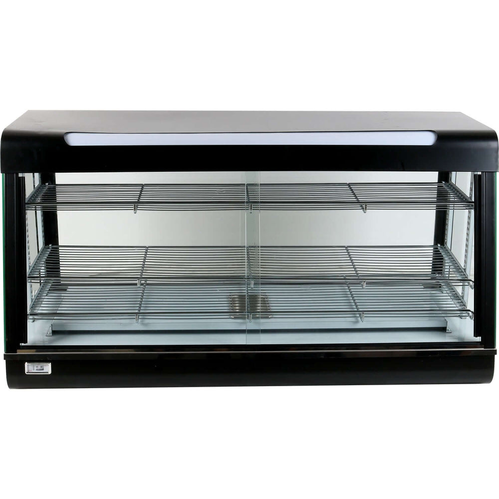 KRD Commercial Heated showcase food warmer 120cm with 3 shelves HW603, ideal for displaying hot food products.