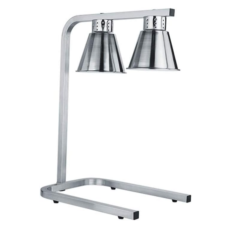 KRD Commercial Double Lamp Infrared Food Warmer with stainless steel heating lamps for keeping food warm.