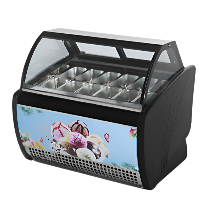 KRD Commercial Counter Ice Cream Display Freezer Curved glass 1500mm