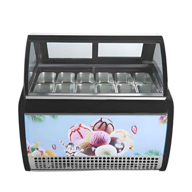 KRD Commercial Counter Ice Cream Display Freezer Curved glass 1500mm
