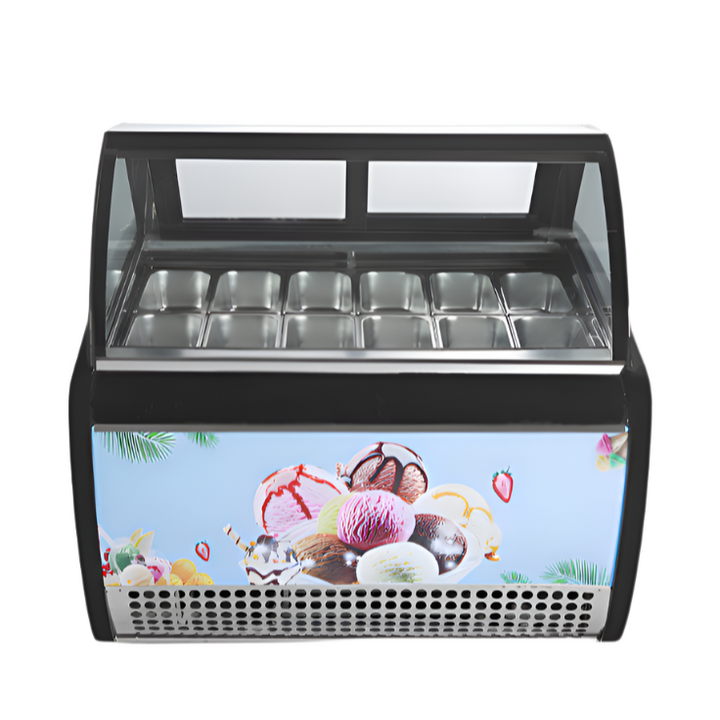 KRD Commercial Counter Ice Cream Display Freezer Curved glass 1500mm