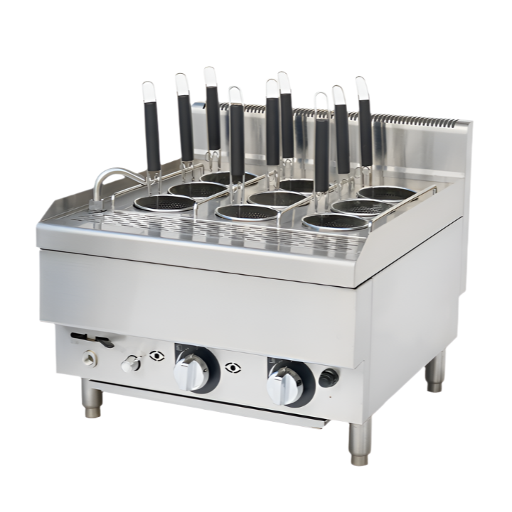 KRD Commercial Gas Pasta boiler 9 baskets 28 litres 8kW Table top 6GTRM60