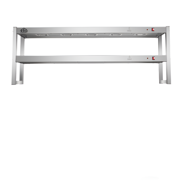 KRD Commercial Quartz Lamp Heating Gantry 2 tier 1800mm FWL182 front view with stainless steel construction.