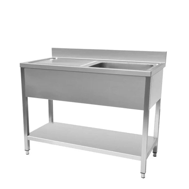 KRD Commercial Sink Stainless steel 1 Bowl Left side Drain board 120cm