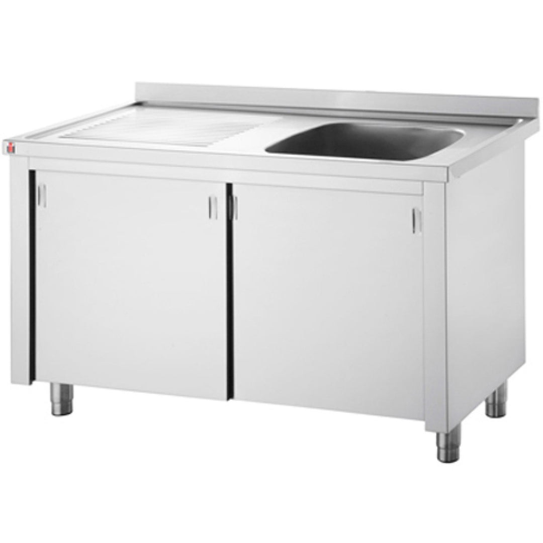 Sink with Cupboard Stainless steel 1 bowl Right Splashback Width 1400mm Depth 700mm