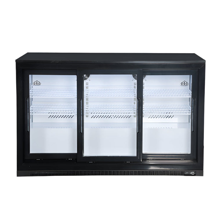 triple sliding door back bar cooler