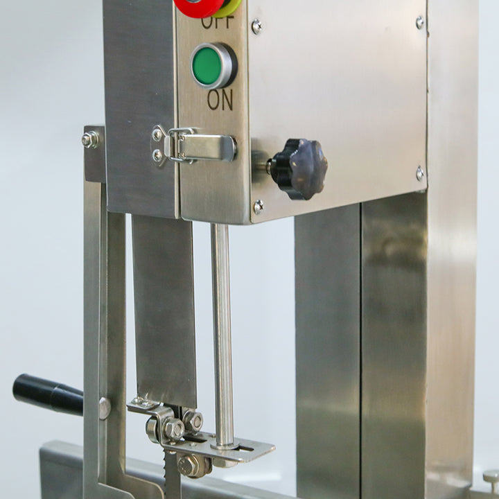 Control panel of KRD Professional Bone Saw featuring ON/OFF switch and adjustment knob, designed for heavy-duty use.