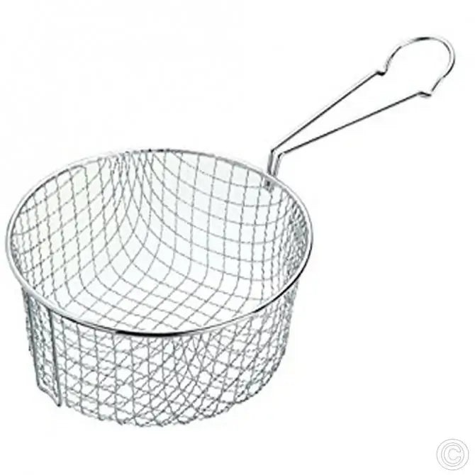Frying Round Chip Basket 8" With Long Handle Strainer