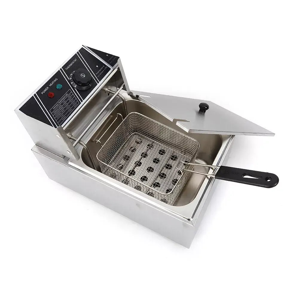 KRD Commercial Electric Fryer 6 litre with basket, compact countertop design for professional kitchens.