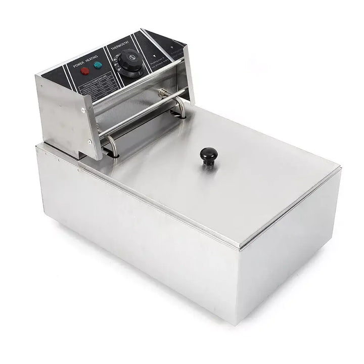 KRD Commercial Electric Fryer 6 litre countertop, stainless steel design for professional fast food catering.