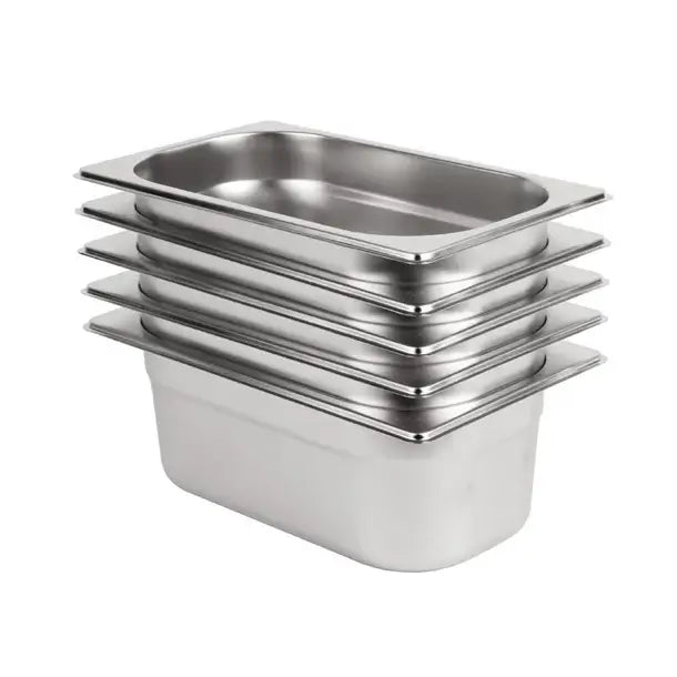 Stainless Steel Gastronorm Pan GN 1/4 Depth 100mm (Pack of 5)