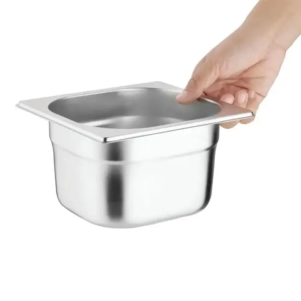 Stainless Steel Gastronorm Pan GN 1/6 Depth 100mm Set with Lids (Pack of 4)