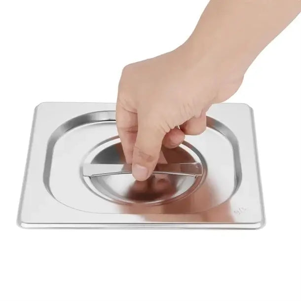 Stainless Steel Gastronorm Pan GN 1/6 Depth 100mm Set with Lids (Pack of 4)