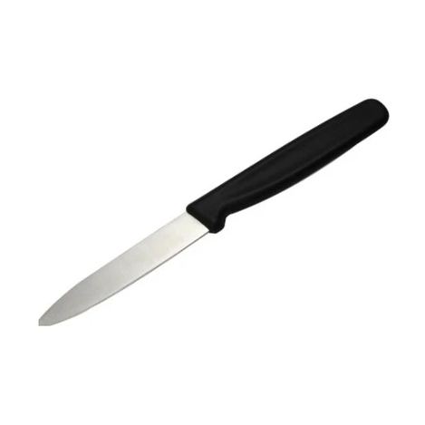 Colour Coded 4" Paring Knife Black 10cm with stainless steel blade and black ergonomic handle for precise kitchen tasks.