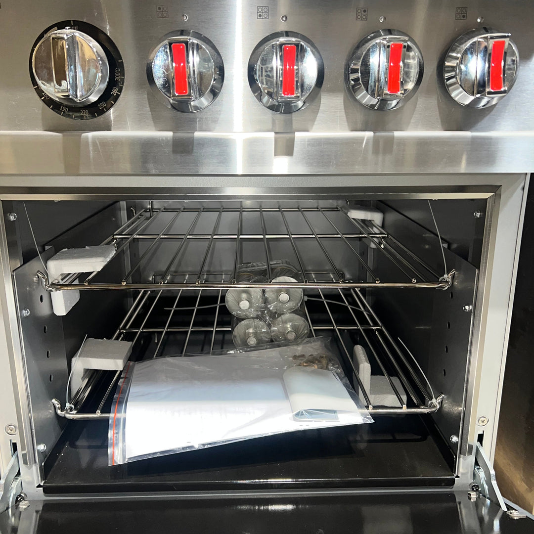 KRD Professional Gas range 4 burners 24kW Gas oven 8kW Upstand and Overshelf