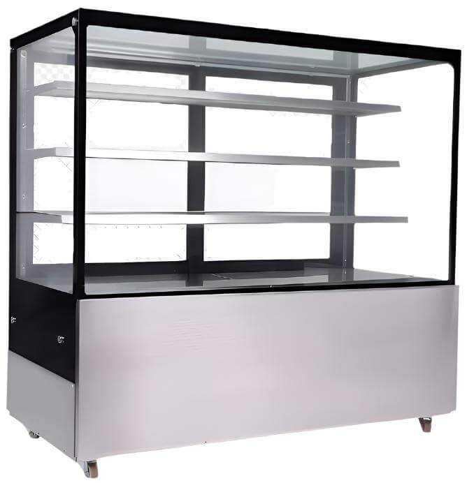 KRD Cake Counter 1500x675x1435mm 3 shelves Stainless steel base LED 1500mm display fridge for commercial kitchens.