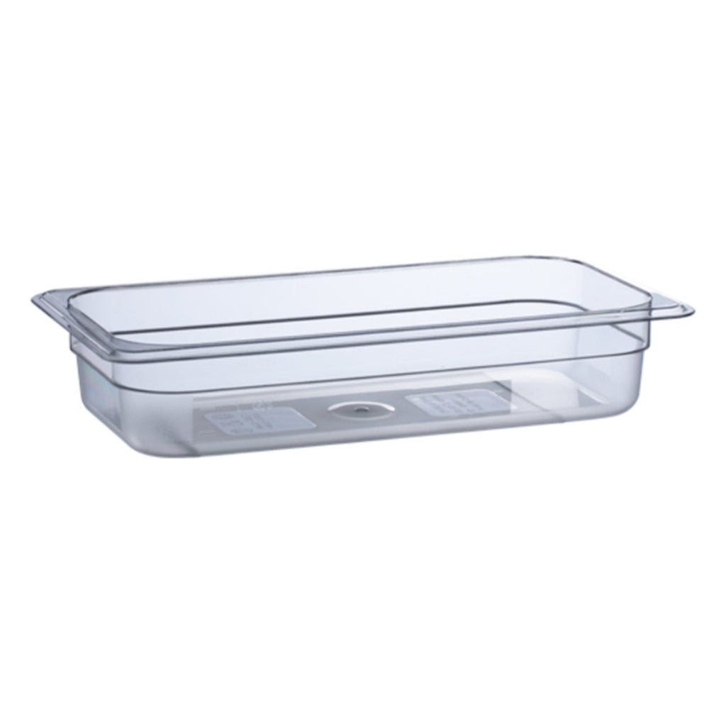 KRD Essentials Polypropylene 1/1 Gastronorm Pan 65mm, BPA-free, robust plastic container for food storage.