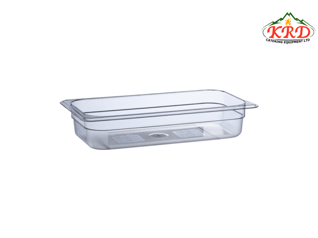 KRD Essentials Polypropylene 1/3 Gastronorm Pan 65mm on display, showcasing its robust design and BPA-free material.