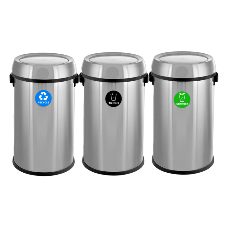 KRD 60 Litre Round Touch Top Bin Swing Stainless Steel