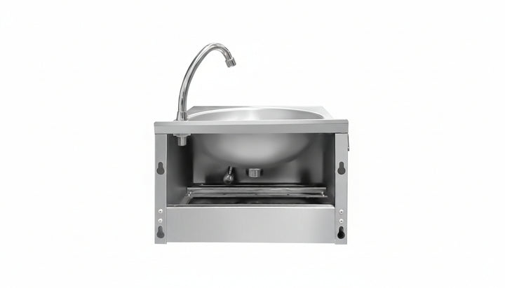 KRD Commercial Knee Control Hand wash sink Stainless steel TH-HWR44 with gooseneck faucet and durable stainless steel design.