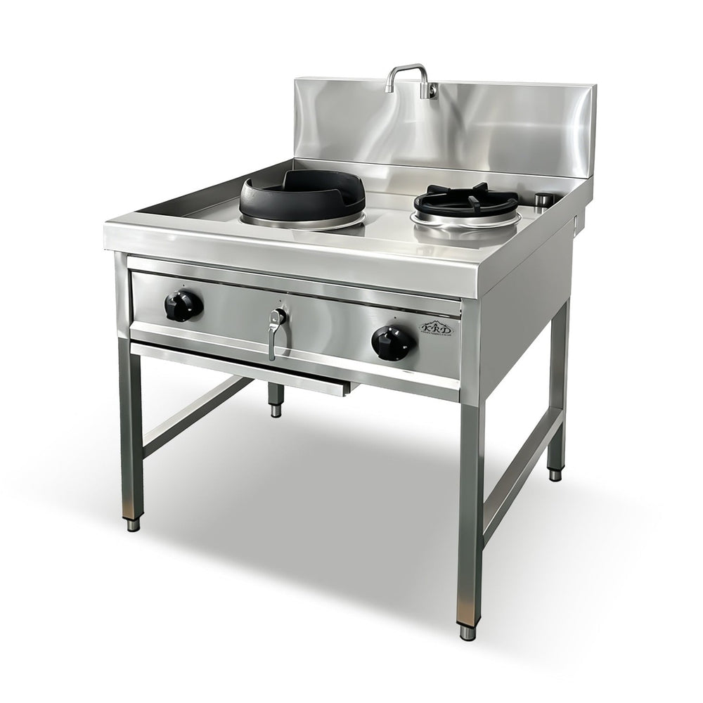 KRD Commercial Dual Furnace Cooking Stoves NG with LPG jets 900*900*1140mm TH-W1+V1