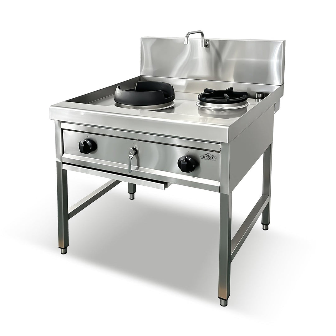 KRD Commercial Dual Furnace Cooking Stoves NG with LPG jets 900*900*1140mm TH-W1+V1