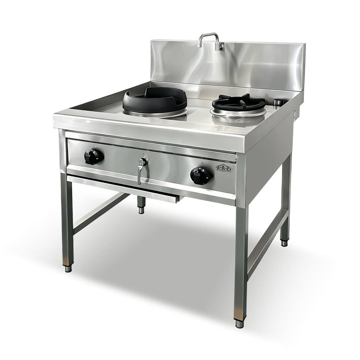 KRD Commercial Dual Furnace Cooking Stoves NG with LPG jets 900*900*1140mm TH-W1+V1