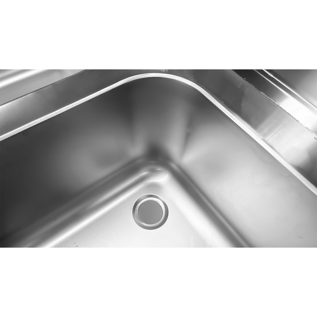 KRD Commercial Sink Stainless steel 2 bowls Bottom shelf Splashback 2000mm Depth 700mm THSTR207BM2