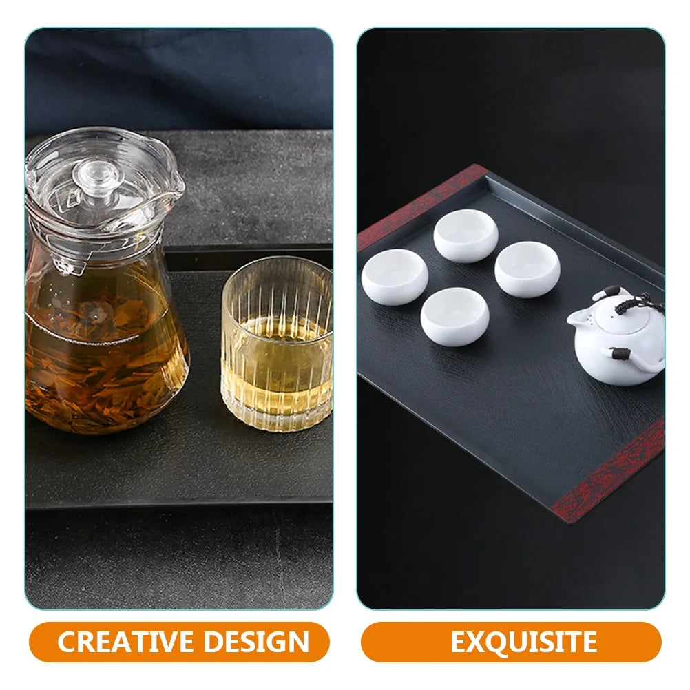 KRD Japanese Sushi Tray Vanity Tray Serving Platter Dessert Tray 325x190x16mm with creative design, black color, and practical use for serving.