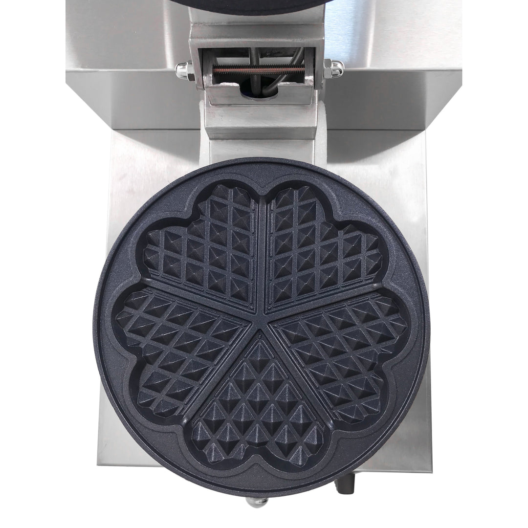 KRD Heavy Duty 1-Plate 5-heart electric waffle machine 1200W KR-HW5 waffle plates for commercial kitchen use.
