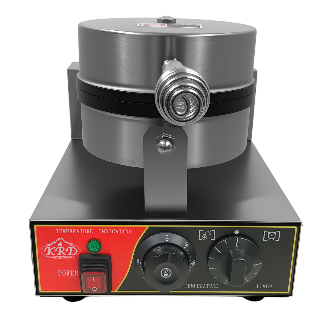 KRD Heavy Duty 1-Plate 4-heart electric waffle machine 1200W KR-HW4 with temperature controls for commercial kitchen.