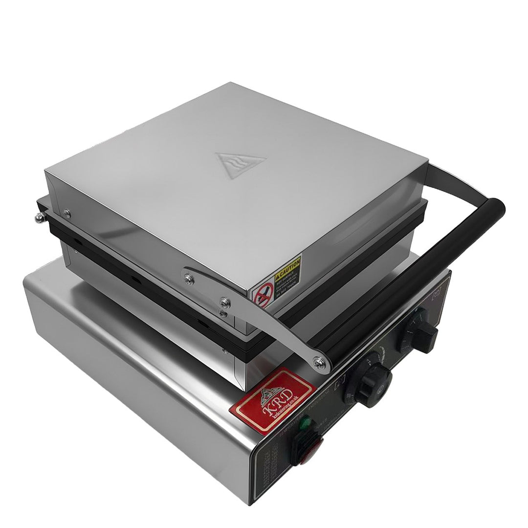 KRD Heavy Duty  Commercial Square Waffle machine 1750W  KRW-6B for restaurant and café kitchens, stainless steel construction.