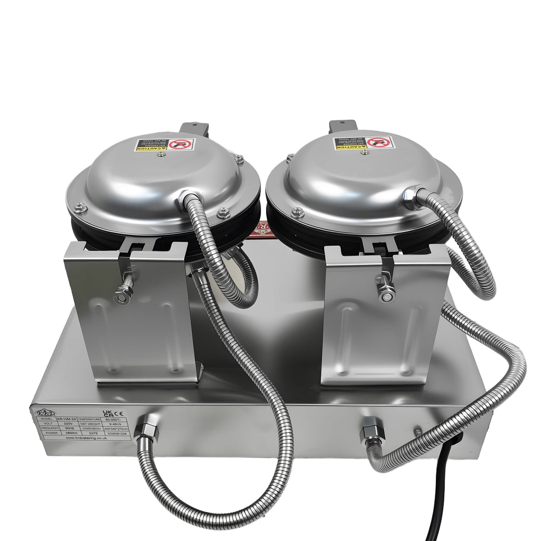 KRD Heavy Duty 2-Plate electric waffle machine 1400W+1400W KR-WM-2A stainless steel commercial kitchen equipment