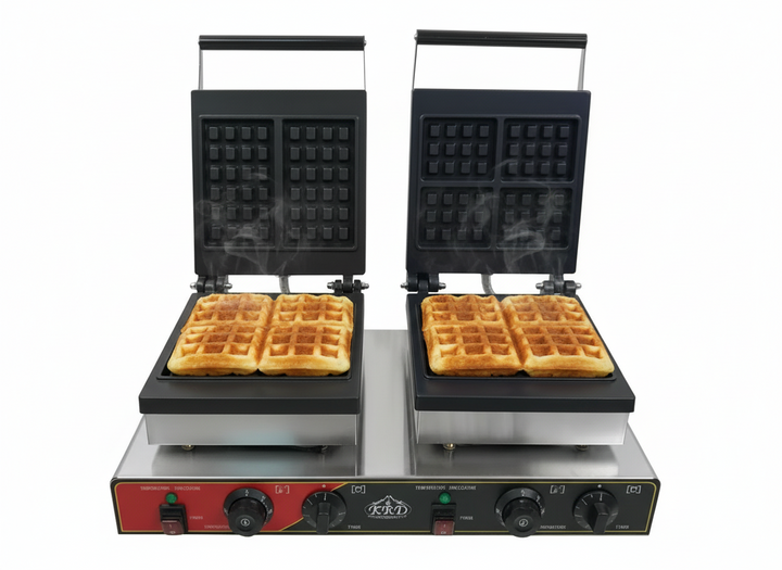 KRD Heavy Duty  Commercial Square 2-Plate Waffle Maker 1750W+1750W  KRW-6
