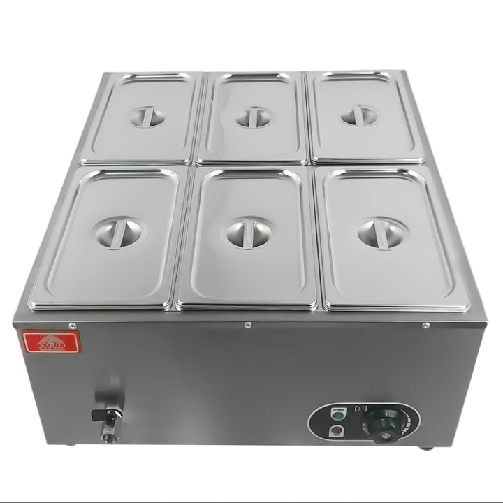 KRD Electric Bain Marie With 6x1/6GN Pans And Lids Countertop KRB-6V professional stainless steel catering equipment